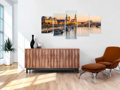 Produktbild von Akustikbild Dresden 200x100 cm Bilder Akustikschaum Hochleistungsschallabsorber Schallschutz Leinwand 5 tlg Wandbild Raumakustik Schalldämmung Stadt d-B-0162-b-m