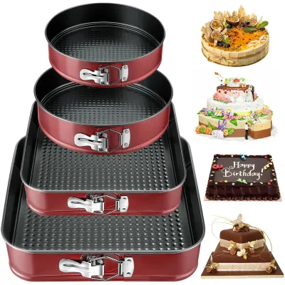 Backformen-Set, 4 Stück, rund, antihaft, 6/8/9/10 Zoll