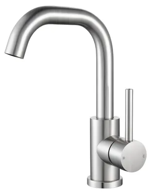 Immagine prodotto di Rubinetto da bagno in acciaio inossidabile spazzolato, miscelatore per lavabo girevole a 360°