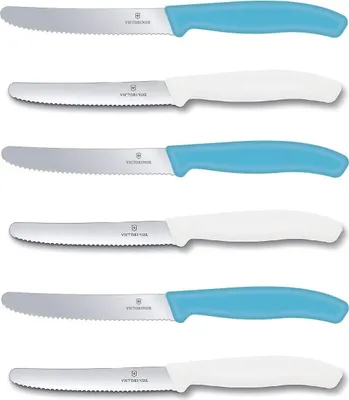 Produktbild von Victorinox | Tafelmesser Set | 6-teilig | Swiss Classic Design | neue Griffform | Karibikblau/Weiß | ideal für stilvolle Tischdekoration