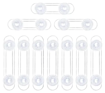 Produktbild von 10 Stück Kindersicherung transparent, Baby Kindersicherung Verschlüsse, Schubladensicherung ohne bohren für Schränke und Schubladen