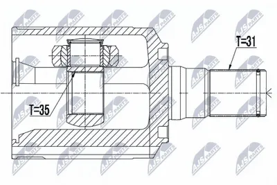 Produktbild von NTY Gelenksatz Antriebswelle Getriebeseitig Vorne Links für KIA SORENTO III NPW-HY-525