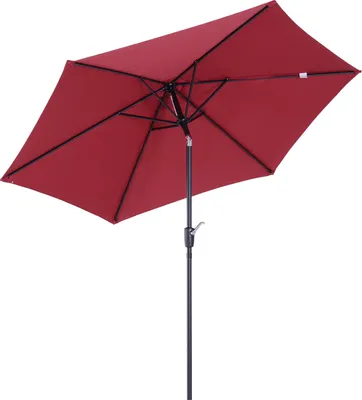 Produktbild von Outsunny Knickschirm Sonnenschirm Gartenschirm Marktschirm mit Handkurbel Alu 180/㎡ Polyester Rot ∅2,6 x 2,35 m