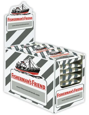 Image de Fisherman's Friend Salmiak sans sucre, paquet de 24 x 25g (pastilles mentholées extra fraîches)