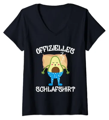 Produktbild von Damen Offizielles Schlafshirt Avocado Schlavocado Pyjama Schlafen T-Shirt mit V-