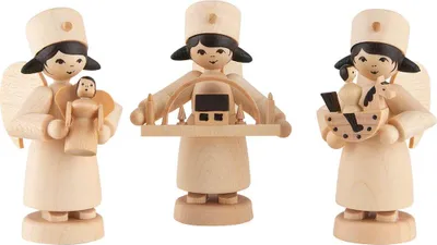 Produktbild von Weihnachtsengel Erzgebirge 3-teilig natur (7cm) von ULMIK