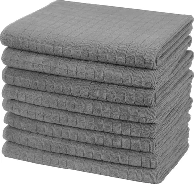 Produktbild von 8er-Set Microfaser Geschirrtücher 45x65cm saugfähig und fusselfrei Grau