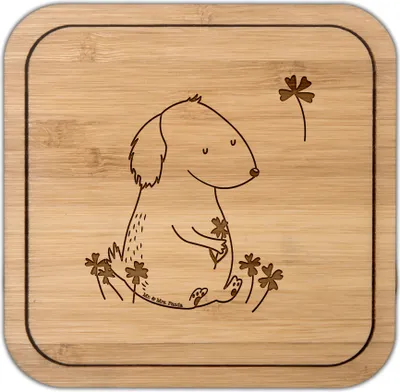 Produktbild von Mr. & Mrs. Panda kork untersetzer Hund Kleeblatt - Transparent - Geschenk, Haustier, Flaschenuntersetzer, Flauschig, Motivation, gläseruntersetzer, Coaster, Viel Glück