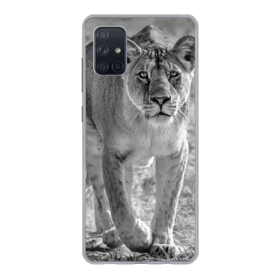 Produktbild von MuchoWow® Handyhülle Schutzhülle Hülle für Samsung Galaxy A71 Löwe - Schwarz - Weiß Silikon Softcase Handy Hülle - Kartenbesitzer