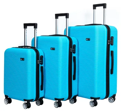 Produktbild von Aga Travel Kofferset, Reisekofferset MR4651 Hellblau, Hartschalenkoffer, Doppeltragegriff mit Zahlenschloss, Trolley Reisekoffer 3tgl 4 Rollen Reisekoffer