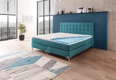Produktbild von Boxspringbett WELCON ROCKSTAR® mit ErgoGEL® TOPPER 180x200 cm Härtegrad H3/H4 türkis