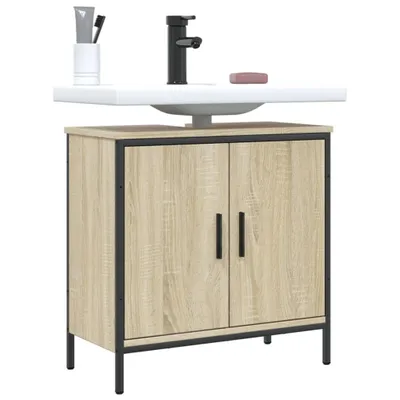 Produktbild von Design Waschbeckenunterschrank Sonoma-Eiche 60x30x60 cm Holzwerkstoff, Badezimmerschränke 2024 Neu