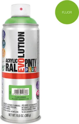 Image de Peinture Aérosol Vert Fluo Pintyplus Séchage Rapide, Couleur éclatante, Haute Adhérence - Pinty Plus