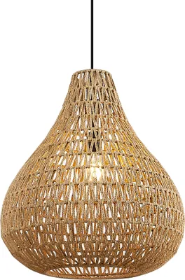 Zdjęcie produktu dla QAZQA – Skandynawski Skandynawska lampa wisząca I Lampa wisząca I Lampa wisząca brązowa 45 cm – Lina Natural I Salon I Sypialnia – Metal Okrągła – Pasuje do żarówek LED E27