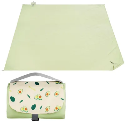 Produktbild von Picknickdecke wasserdicht faltbar 210 x 220 cm Grün für 4-5 Personen