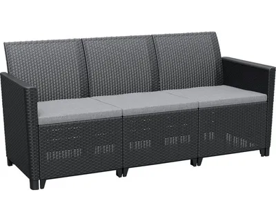 Obrázek produktu pro Zahradní pohovka umělý ratan třímístná Allibert CLAIRE 3 SEATERS SOFA grafitová