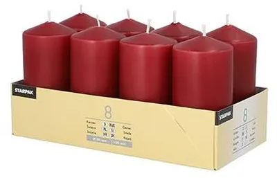 Produktbild von Papstar Stumpenkerzen Ø 50 mm · 100 mm bordeaux, 6 x 8 Stück