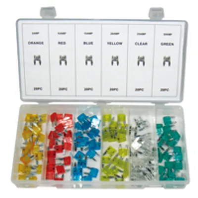 Produktbild von MINI KFZ Sicherungen 11 mm Typ FK1 Flachsicherung Sortiment 120-tlg 5-30 Amper