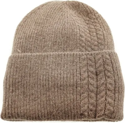 Produktbild von Mütze für Damen und Kinder ideal für kalte Herbst und Wintertage mit Flechtmotiv Braun