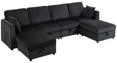Produktbild von HOMCOM Ecksofa 4-Sitzer 306 cm U-Form Sofa mit Stauraum-Ottomane