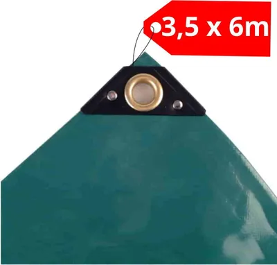 Obrázek produktu pro Plachta s oky 3,5 x 6 m (21 m²) PVC plachta Látková plachta Zahradní plachta zelená PVC plachta 650 g/m²