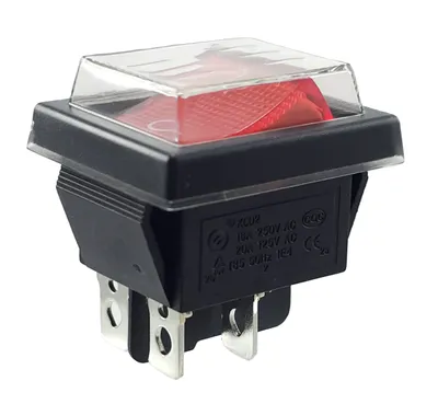 Produktbild von Wippenschalter mit Wasserdichte Abdeckung Geräteschalter, 2 polig (4pin) 16A 250