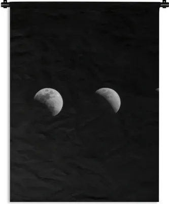 Produktbild von MuchoWow® Wandteppich Wandbehang Schwarz - Weiß - Mond - Mondphase - Weltraum 120x160 cm Tapisserie Dekoration Wandtuch - Wohnzimmer - Moderne