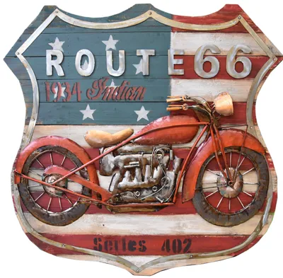 Produktbild von 3D-Metallbild Motorrad - Stahl Mehrfarbig 98,3x8x99cm | Wandbild Wohnzimmerbild Dekobild Flur Büro
