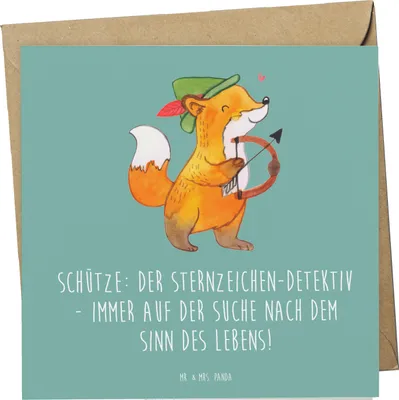 Produktbild von Mr. & Mrs. Panda Glückwunschkarte Schützenblick - Meeresbrise - Geschenk, Sternzeichen Schütze, Grußkarte, Geschenke Astrologie, Horoskop, Optimismus, Lebenssinn
