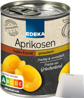 Produktbild von Edeka Aprikosen halbe Frucht gezuckert (225g Dose) + usy Block