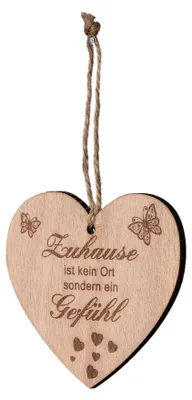 Holzherz 9x10 cm Birkenholz Spruch Wanddeko Hänger