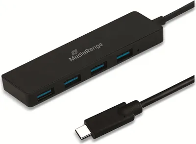 Produktbild von MediaRange USB 3.0 HUB 1:4 Type-C auf USB bus-powered sw
