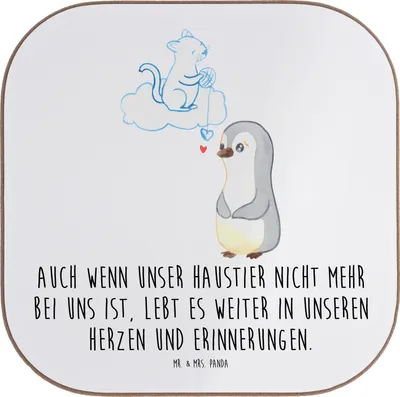 Produktbild von Mr. & Mrs. Panda Tassenuntersetzer Trauerbewältigung nach dem Verlust eines Haustiers - Weiß - Geschenk, Mut, Coaster, Trostspender, Mutmacher, Tischuntersetzer, Haustier