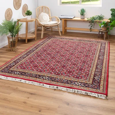 Produktbild von Steffensmeier Orientteppich Herati fein | Beste Schurwolle | Orientalisch | Rot, Handgeknüpft, Größe: 70x140 cm