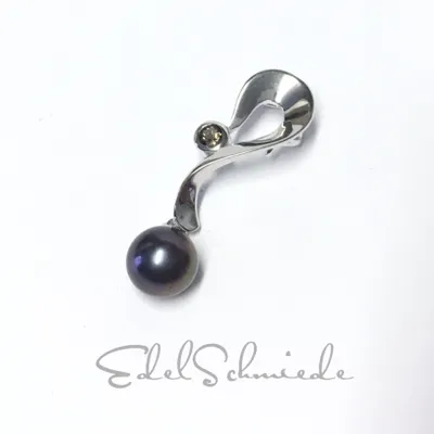 Produktbild von Edelschmiede925 Anhänger mit schwarzer Perle + Rauchquarz 925/-