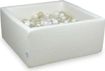 Obrázok produktu pre Suchý bazén 90x90x40 Boucle White 400 guľôčok: transparentná, biela, perleťová, svetlo zlatá