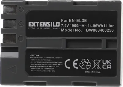 Produktbild von EXTENSILO Akku Ersatz für Nikon EN-EL3e für Kamera (1900 mAh, 7,4 V, Li-Ion)