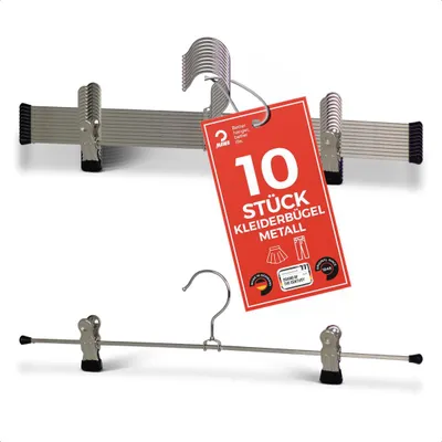 Produktbild von MAWA Kleiderbügel mit Clips, 10er-Set, rutschfest, 40 cm, Schwarz, drehbar