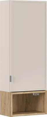 Produktbild von Badezimmer Hängeschrank mit 35 cm Breite in Kaschmir & Eiche, 1 Tür & 1 offenes Fach - BIBIONE-56