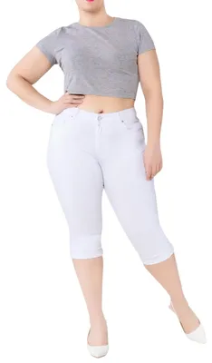 Productafbeelding van Lusty Chic damesbroek met hoge taille, plus size, cropped model. Elegant en comfortabel (5XL)