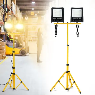 Produktbild von VA-Cerulean LED Baustrahler 2x 200W mit Teleskopstativ, Warmweiß, IP66, 3m Kabel, Flutlicht für Außen & Werkstatt
