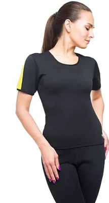 Produktbild von VEOFIT Damen Schwitz T-Shirt -Töne die Arme, den Bauch, Rücken und Hüften für eine straffere Haut und eine verfeinerte Silhouette- Grösse L
