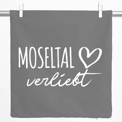 Produktbild von Huuraa Kissenbezug Moseltal verliebt 40x40cm Steel Grey Baumwolle Dekokissenbezug Geschenkidee