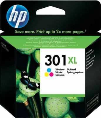 Obrázok produktu pre HP Trojfarebná originálna atramentová kazeta s vysokou výťažnosťou 301XL, Vysoký (XL) výnos, Azúrová, Purpurová, Žltá, Atrament na báze farby, 6 ml, 1 kusov, 300 strany