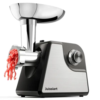 Zdjęcie produktu dla Juissiart MG4150R Maszynka do Mięsa - Moc 300 W wydajność mięsa 1.2 kg/min materiał ostrza 420 metalografia proszkowa żelaza - Czarna