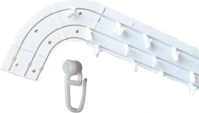 Produktbild von 3- läufig 510 cm Gardinenstange Innenschiene Decke weiße Schiene Vorhangschiene Gardinenschiene Rundbogen Innenlaufrollen mit Faltenhaken