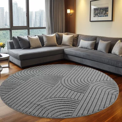 Produktbild von Teppium Teppich Wohnzimmer Boho Design Bouclé Schlingenflor Skandi Stil Robust Superweich für Schlafzimmer, Grösse: 120 cm Rund