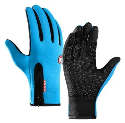 Immagine prodotto di Guanti invernali da uomo e da donna, termici, antivento, compatibili con touchscreen, colore blu, taglie S e XL