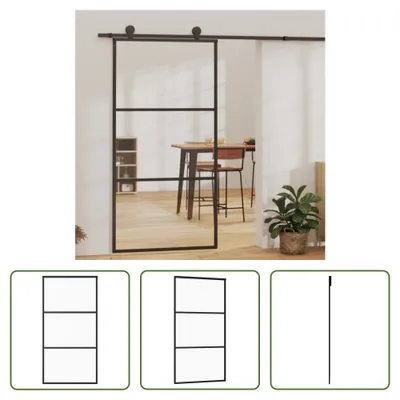 Produktbild von The Living Store Schiebetür ESG-Glas und Aluminium 102x205 cm Schwarz