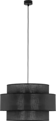 Produktbild von Pendelleuchte Stoff Metall E27 rund Ø 50 cm H: max. 110 cm Schwarz 3-flammig Modern